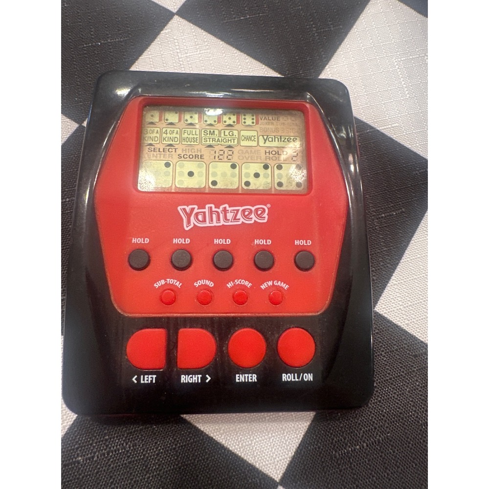 Hasbro Gaming Yahtzee Handheld Electronic Game 2012 Red Black Portable Dice